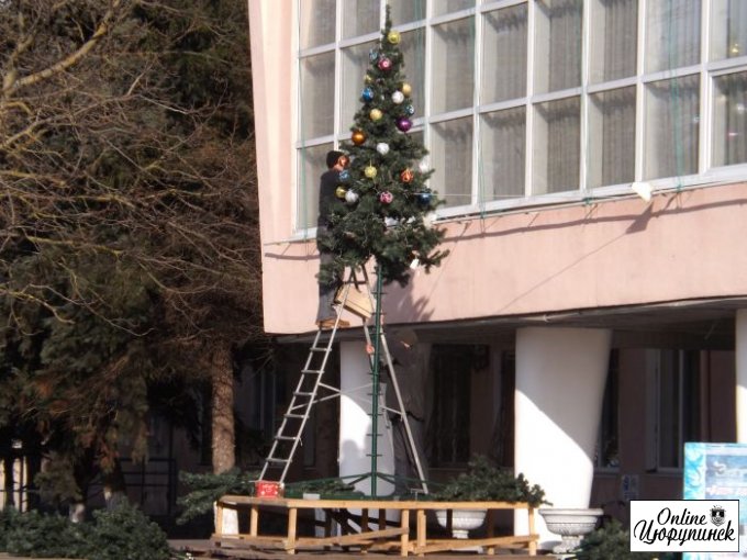 В Цюрупинске устанавливают новогодние ёлки