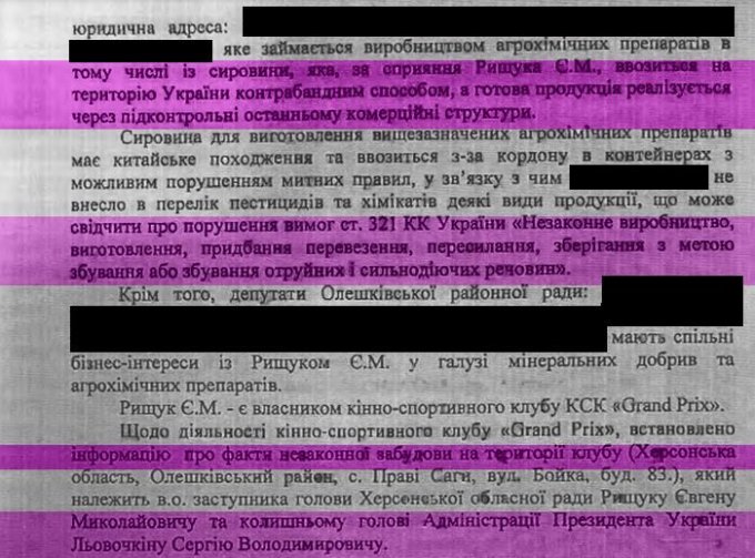 Рапорт Херсонского СБУ киевскому руководству по Рыщуку